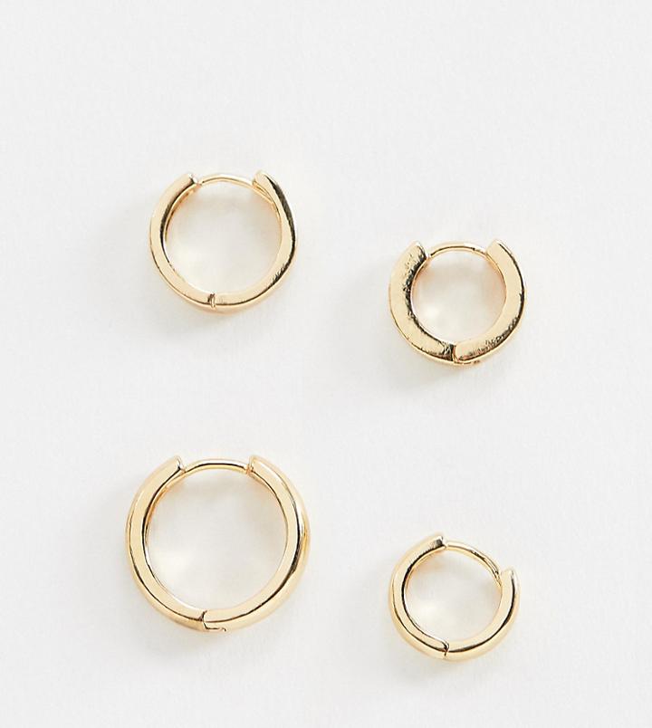Asos Design Hinge Hoop Earring Pack In Gold Tone - Gold