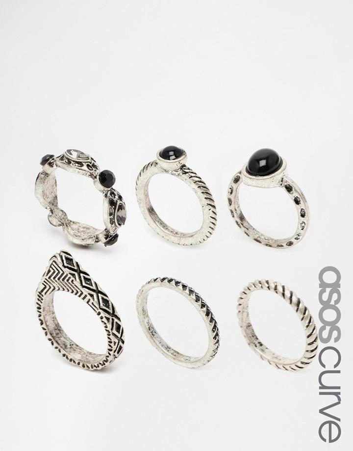 Asos Curve Highway Ring Pack - Black