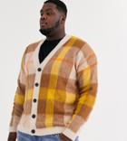 Asos Design Plus Oversized Cardigan In Oatmeal Check