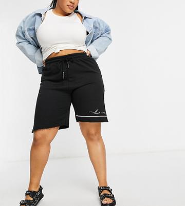 Public Desire Curve Motif Longline Short In Black