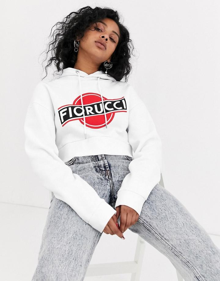 Fiorucci Crop Martini Logo Hoodie In White