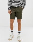 Asos Design Relaxed Shorts With Front Crease In Khaki - Green