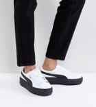 Puma Platform Trace Sneakers In White Black With Gum Sole - Black