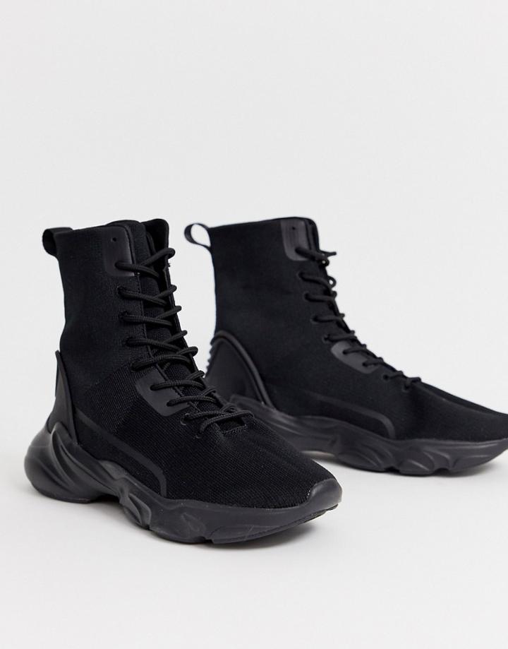 Asos Design High Top Sneakers In Black Mesh