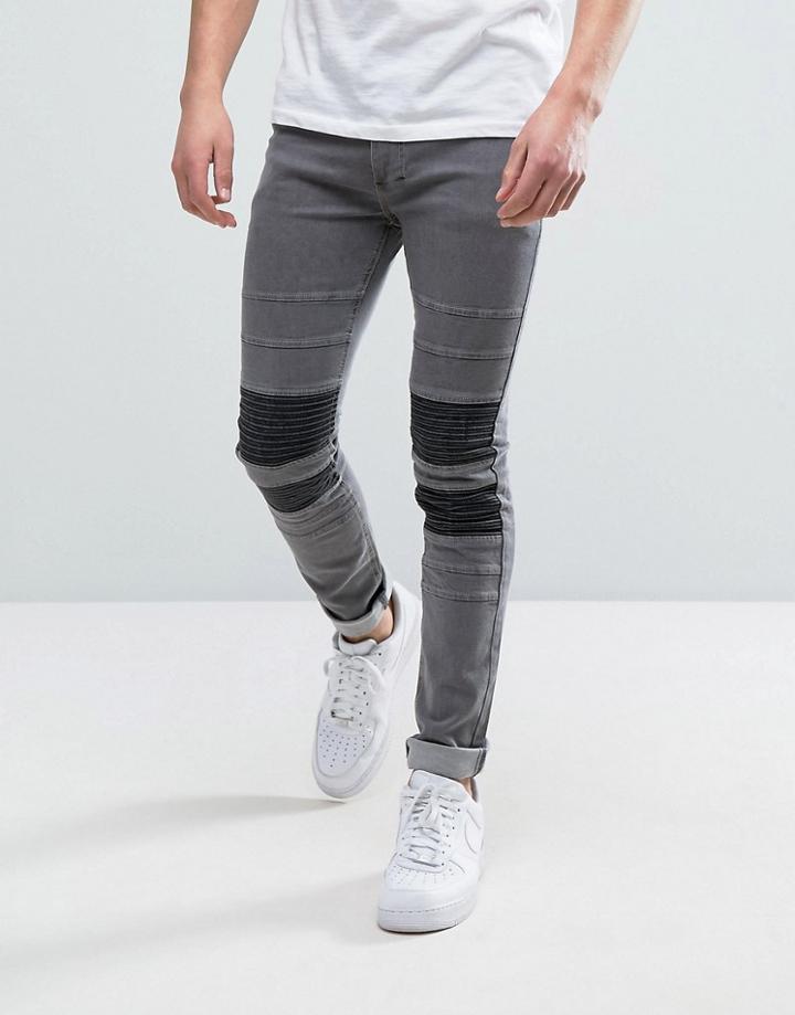 Religion Jeans In Super Skinny Stretch Fit With Biker Knee Detail - Black