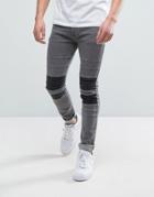 Religion Jeans In Super Skinny Stretch Fit With Biker Knee Detail - Black