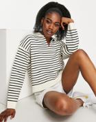 Urban Revivo Stripe Sweater In Black And White-multi