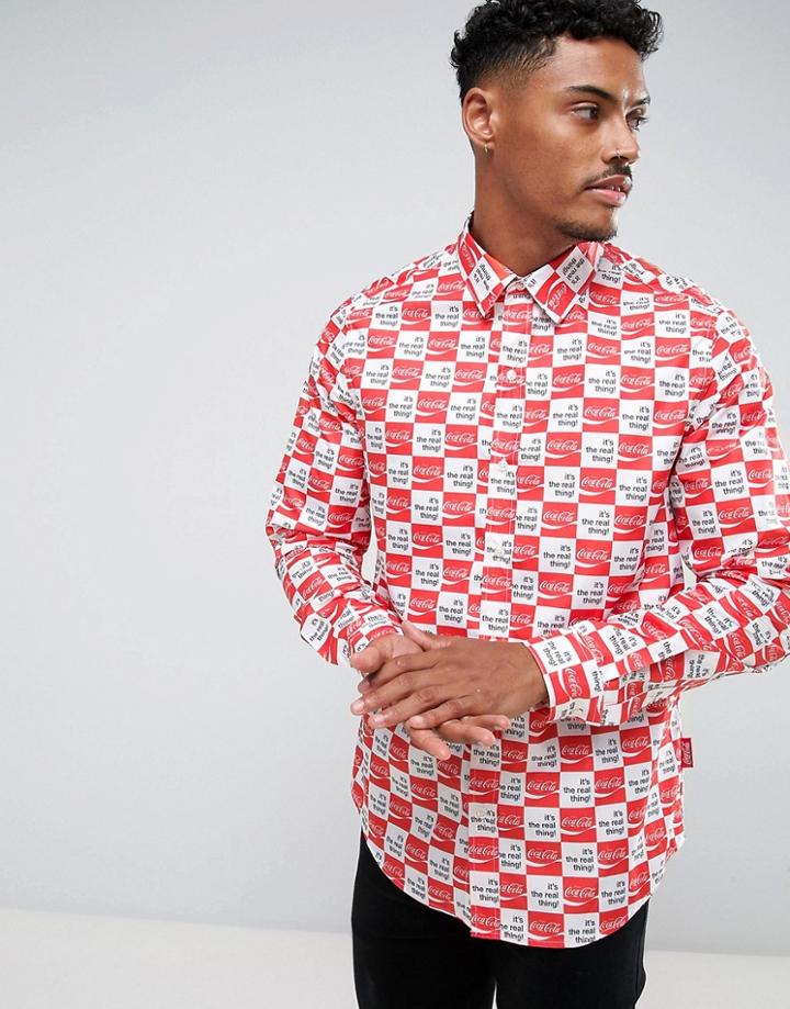 Hype X Coca Cola Shirt With Checkerboard Logo Print - White