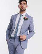 Asos Design Wedding Skinny Suit Jacket In Light Blue