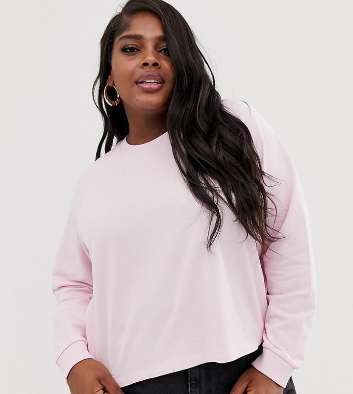 Asos Design Curve Swing Crop Sweatshirt In Pink - Pink