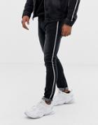 Liquor N Poker Skinny Jeans With Metalic Sport Stripe In Black