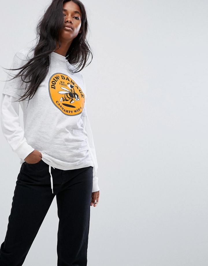Carhartt Wip Oversized T-shirt With Bee Damage Graphic - White