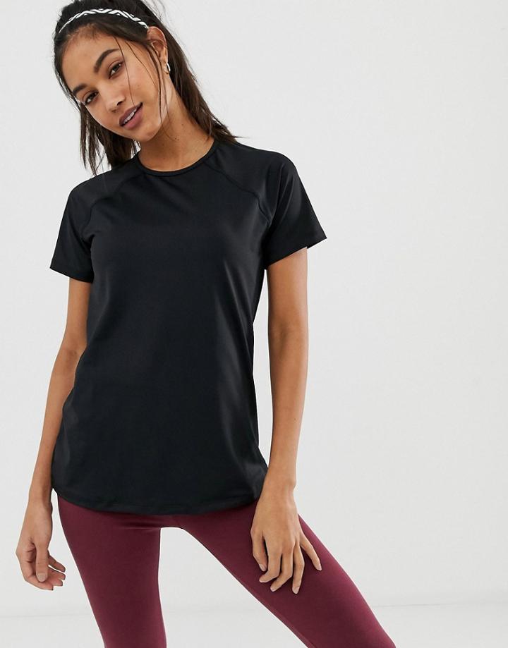 Asos 4505 Short Sleeve Top With Mesh Back Detail - Black