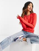 French Connection Babysoft Crew Neck Knit Sweater In Red-grey