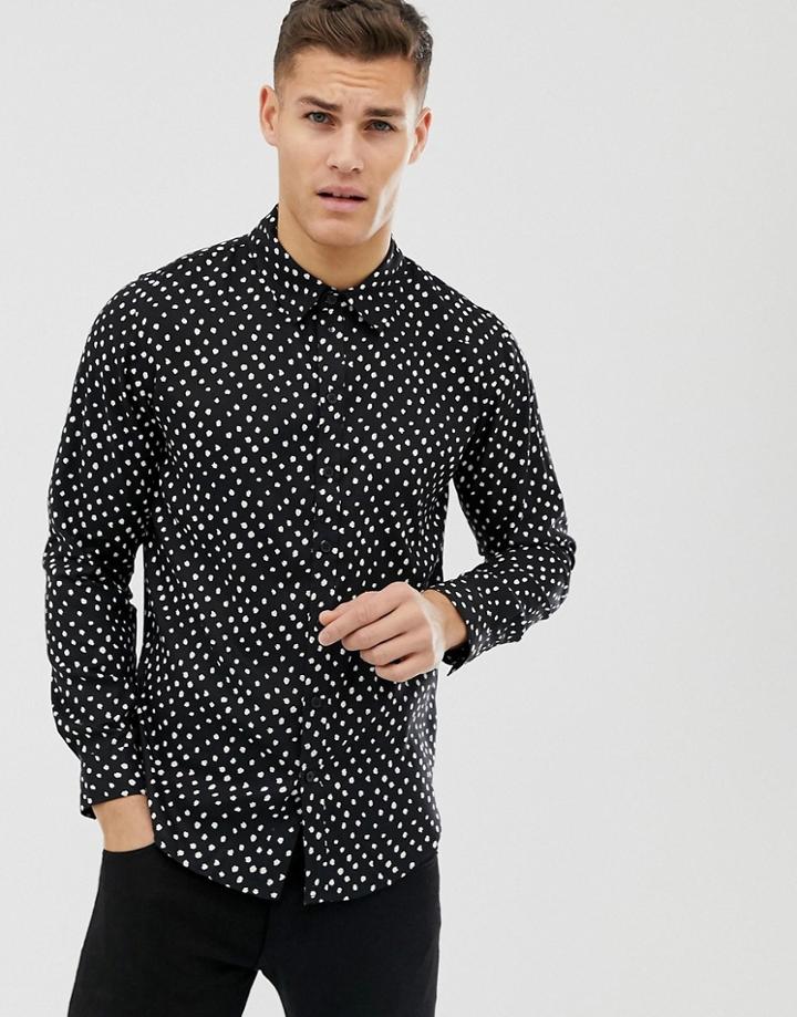 Another Influence Polka Dot Long Sleeve Shirt - Black