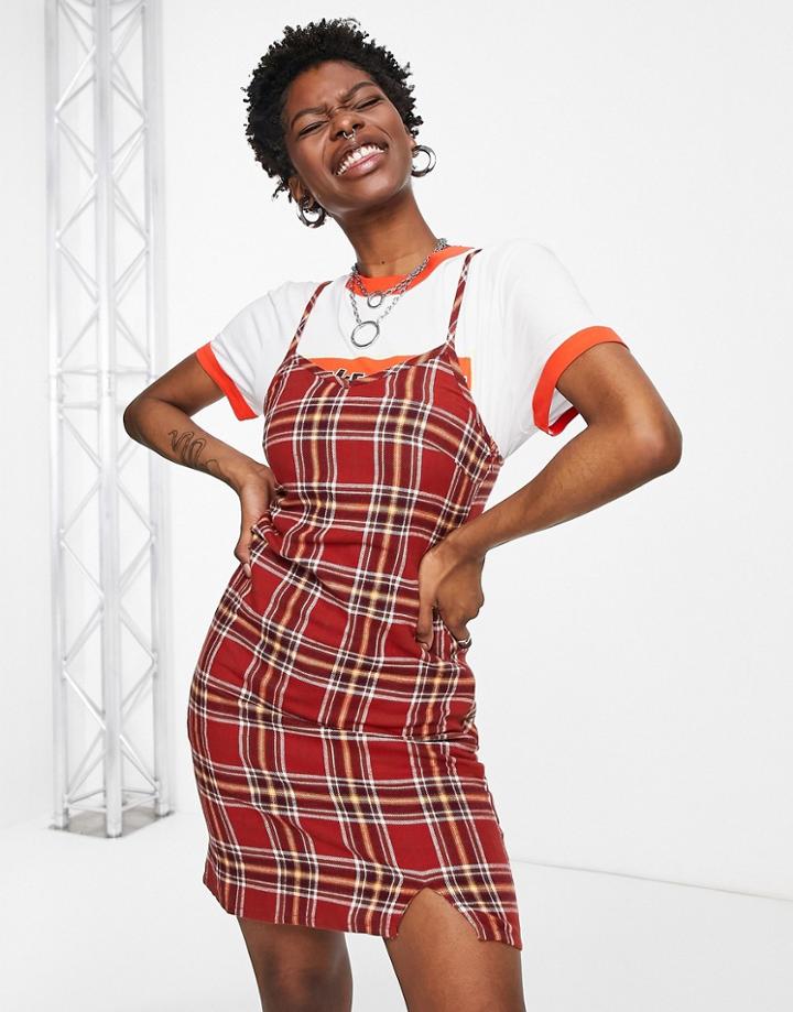 Heartbreak Tailored Dress In Rust Check - Part Of A Set-orange