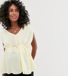 Asos Design Maternity V Front V Back Tank With Rope Waist Detail-brown
