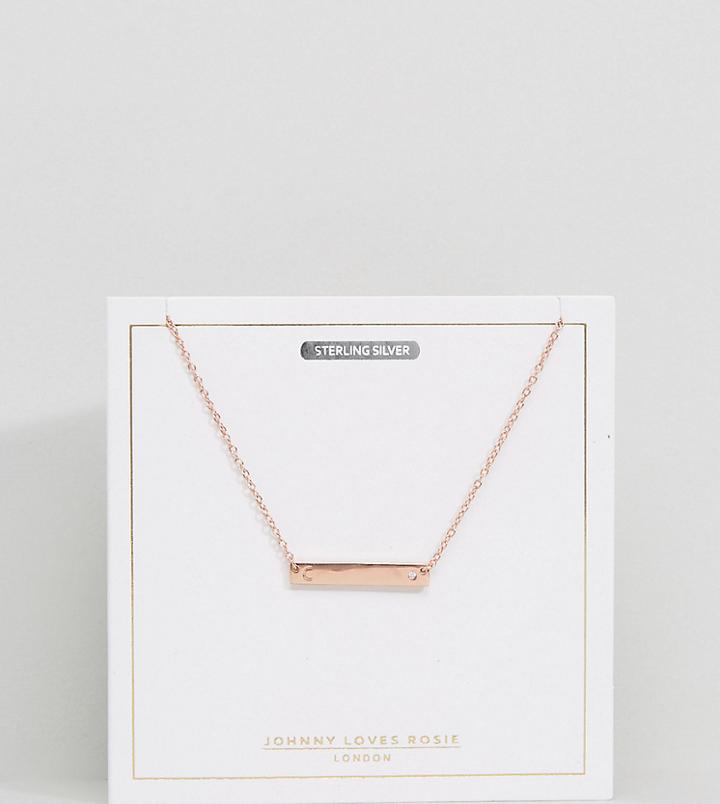 Johnny Loves Rosie Rose Gold Plated C Initial Bar Necklace - Gold