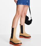 Raid Wide Fit Neville Pull On Calf Boots With Contrast Sole In Camel-neutral