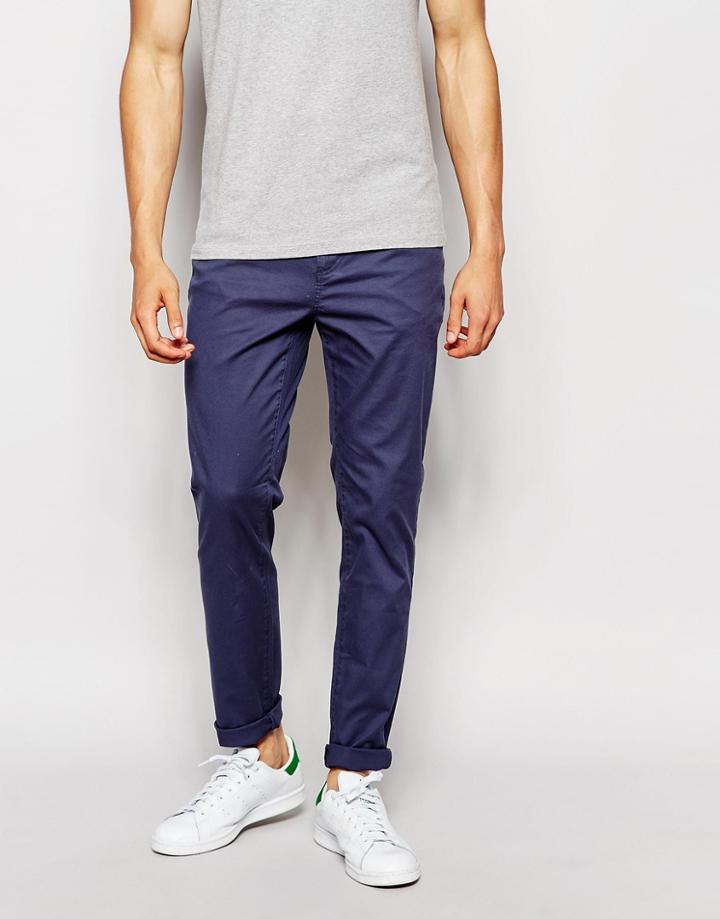 Asos Skinny Pants In Petrol Blue - Petrol