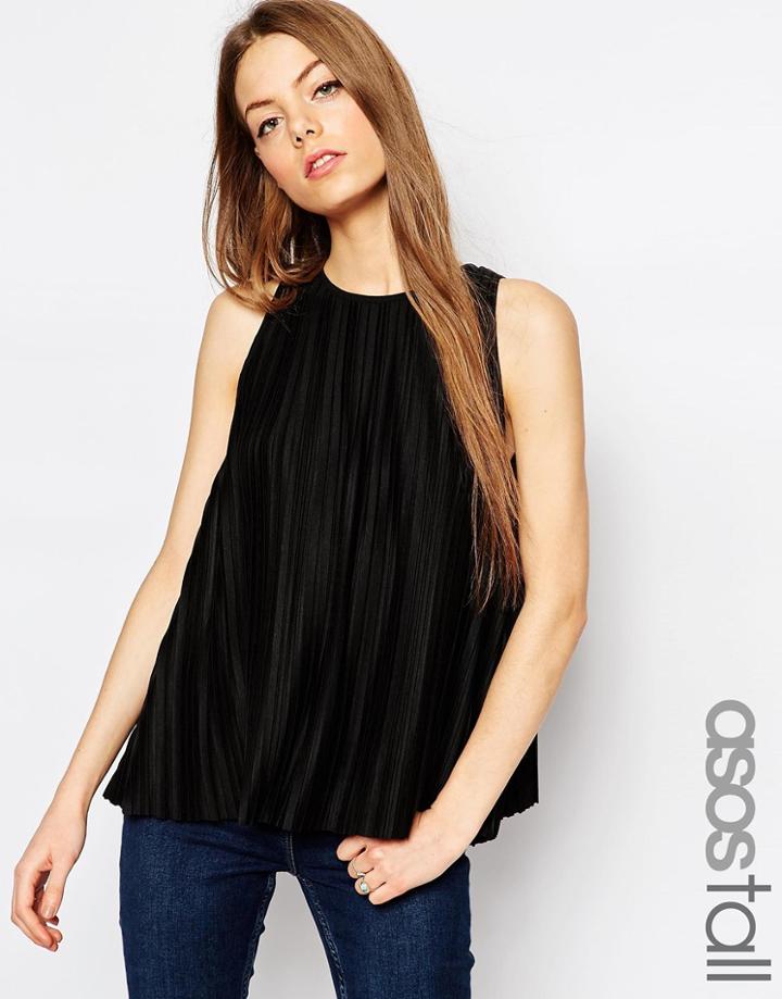 Asos Tall Pleated Vest In Box Fit - Black