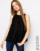 Asos Tall Pleated Vest In Box Fit - Black