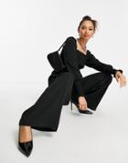Y.a.s Long Sleeve Jumpsuit With Square Neck In Black
