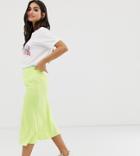 River Island Petite Bias Cut Midi Skirt In Lime - Green