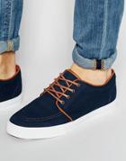 Asos Lace Up Sneakers In Navy Canvas - Navy