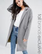 Noisy May Tall Oversized Pea Coat - Gray