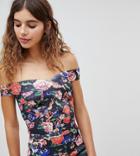 New Look Floral Bardot Two-piece Top - Black