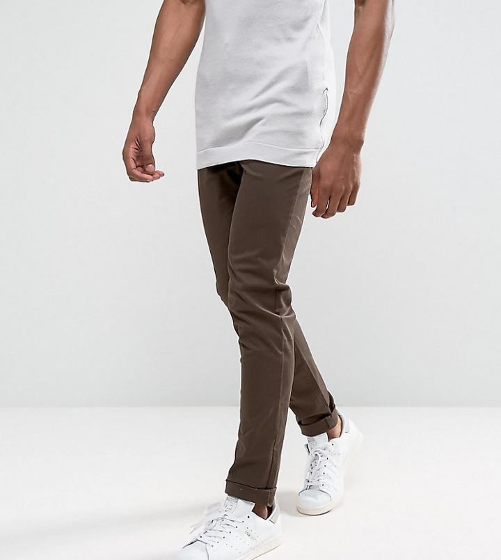 Asos Tall Slim Chinos In Brown - Brown