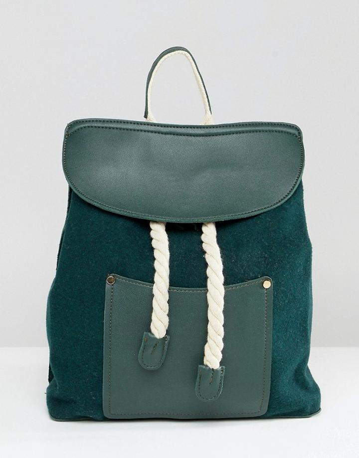 Liquorish Rope Detail Backpack - Green