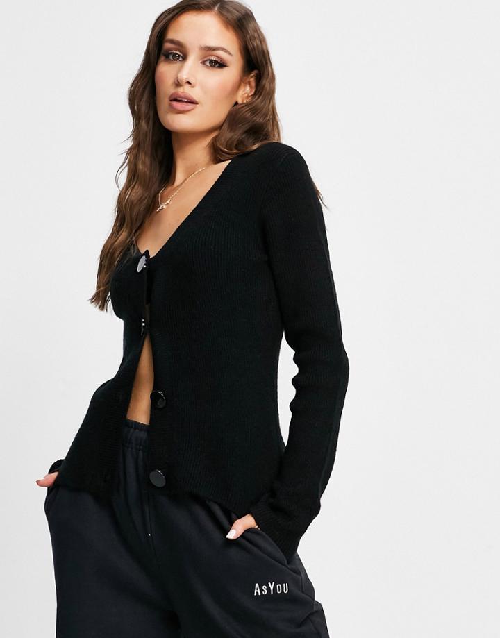 Asos Design Scoop Neck Cardigan In Black