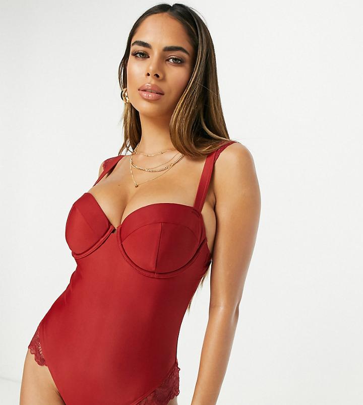 Wolf & Whistle Exclusive Fuller Bust Underwired Swimsuit In Berry Red