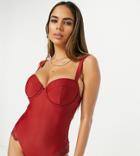Wolf & Whistle Exclusive Fuller Bust Underwired Swimsuit In Berry Red