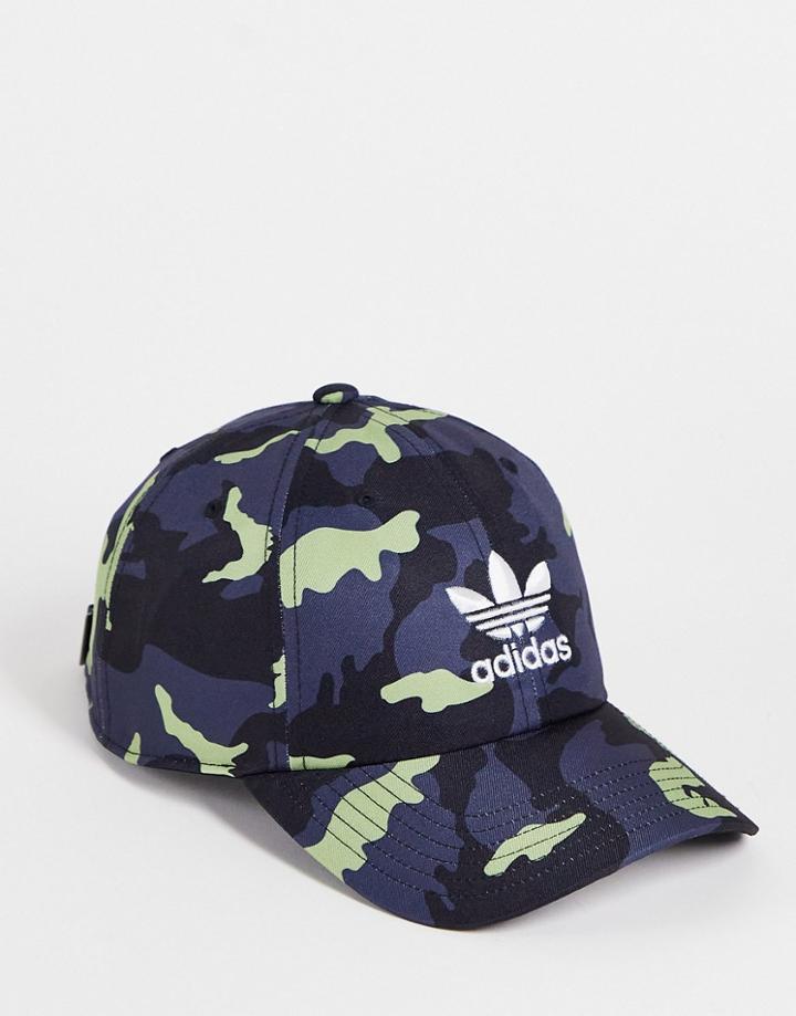Adidas Originals Adicolor Trefoil Cap In Black Camo