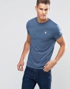 Asos T-shirt With Roll Sleeve And Logo In Blue Marl - Dark Denim Marl