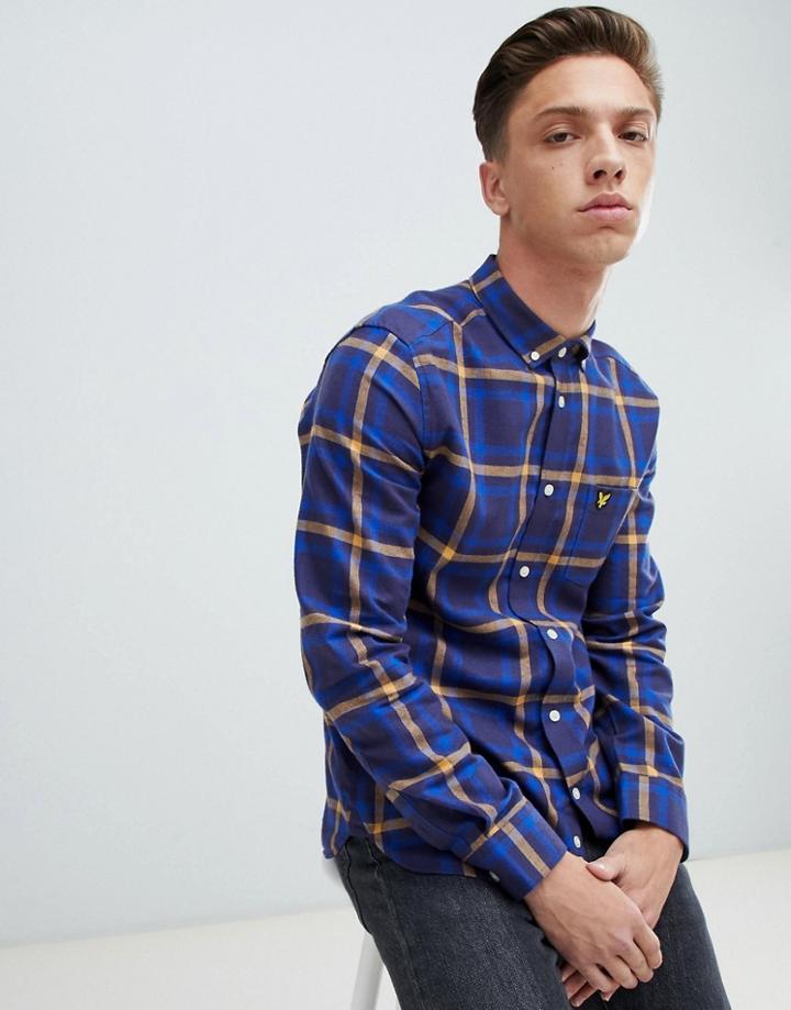 Lyle & Scott Buttondown Windowpane Check Shirt In Navy - Navy