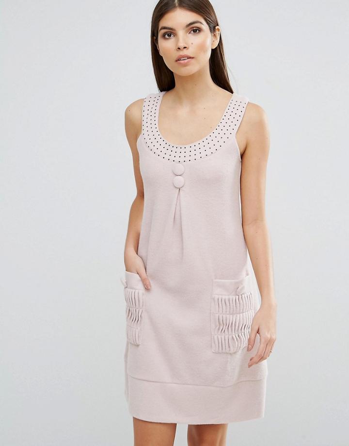 Jasmine Diamonte Trim Shift Dress - Cream