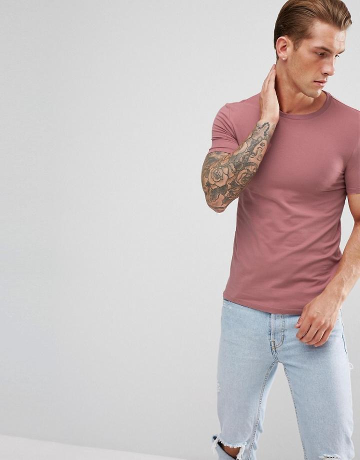 Asos Extreme Muscle Fit T-shirt With Crew Neck - Pink
