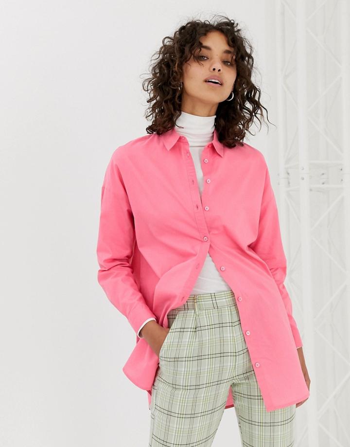 Stradivarius Stitch Detail Shirt In Pink - Pink