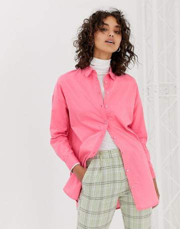 Stradivarius Stitch Detail Shirt In Pink - Pink