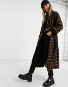 Violet Romance Check Belted Trench Coat-multi