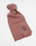 Asos Design Personalized Scarf With Initial S In Pink