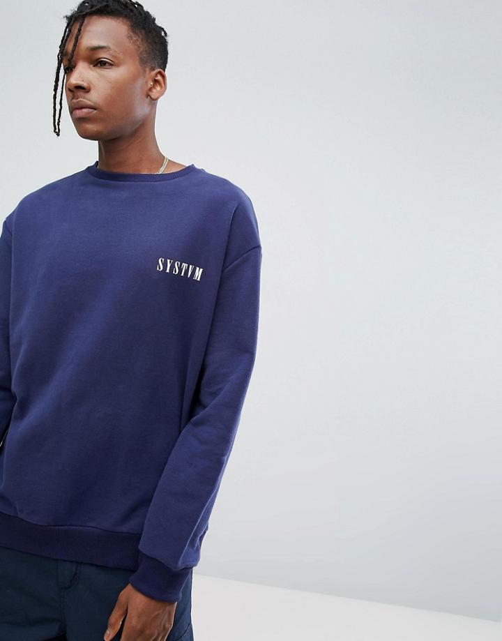 Systvm Chest Logo Crew Neck Sweatshirt - Navy
