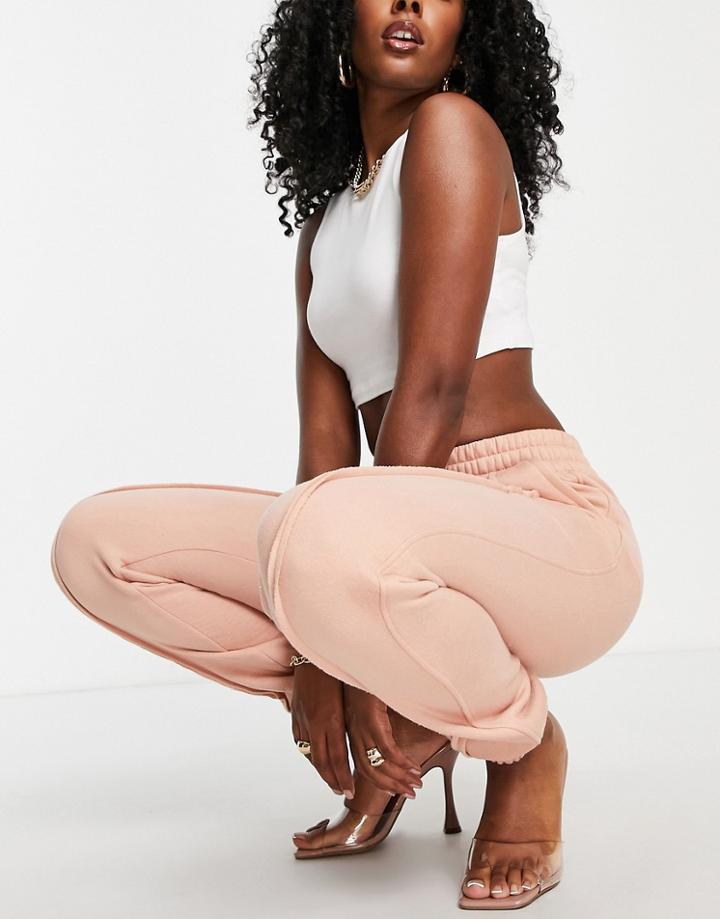 Public Desire Expose Seam Sweatpants In Peach - Part Of A Set-orange