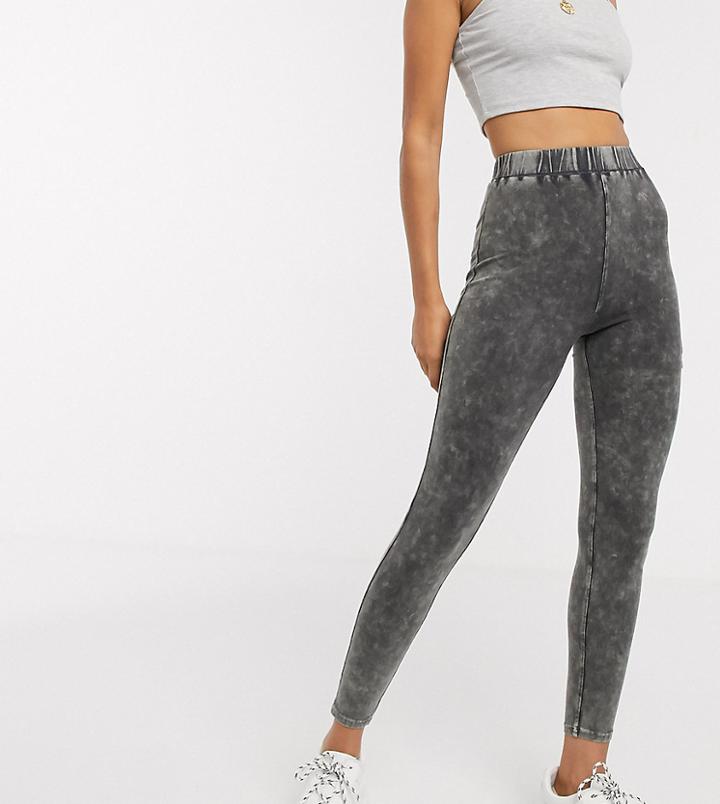 Asos Design Petite Legging In Acid Wash-grey