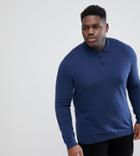 Asos Design Plus Muscle Fit Knitted Polo In Navy - Navy