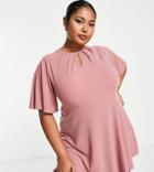 Yours Keyhole Peplum Top In Pink